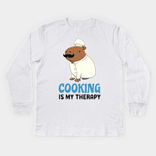 Cooking is my therapy Capybara Kids Long Sleeve T-Shirt